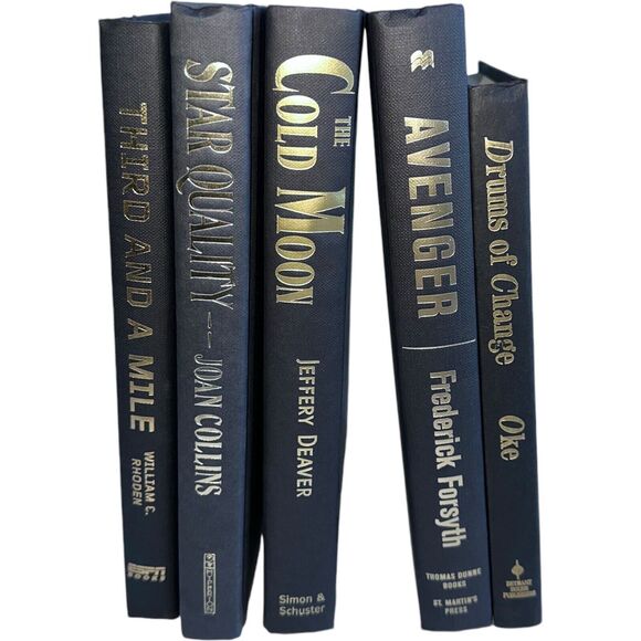 Decor Books Lot of 5 Black w/Gold Text  Hardcover Staging Set Rental Home Decor - Picture 5 of 14